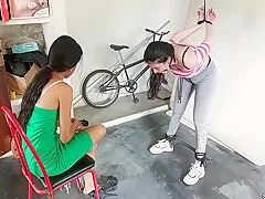 Bitchy Big Step sister Ball Gagged In Lesbian Strappado Bondage