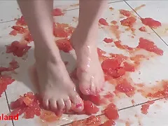 Several Tomatoes Are Crushed Under My Wonderful Bare Feet