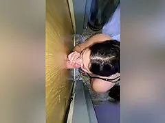 Glory Hole Slut Gets The Cum