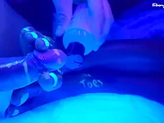 Black Light Feet Fun With Huge Cumshot
