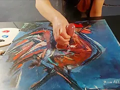 Cock Milking Painting With A Cum And Colors