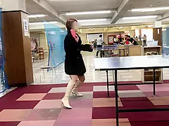 ミニスカノーブラ初卓球！彼女が上手くてビックリ！パンチラというよりモロだしに！どうりでみんなんがジロジロ見てたと思った　/日本人カップル/熟女/素人/パイパン/巨乳//無修正/変態 /露出/パンチラ