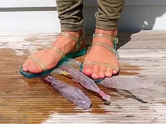 Ice Pong And Jelly Sandal Squirting/bursting