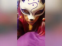 Masked Fishnet Bodysuit Fox Girl Vibes Her Clit And Cums Hard - Ladythetramp