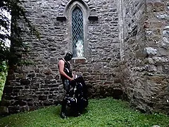 Outdoor Sex In The Graveyard Latex Rubber Nun Gets Face Fuck And Cock In The Ass