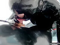 Rubber Fetish Couple Enjoy Their Encasement Latex Bodies And The Good Sex With Gas Mask