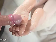 Sexy Footjob Compilation Soft teen 18+ Soles Covered In Cum Cumshot On Feet
