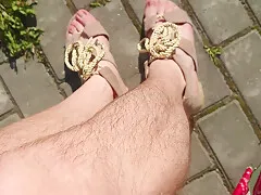 Fit teen 18+ Shows Hairy Legs And Pussy In Public Place