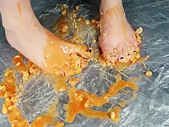 Lick Your Doms Feet Clean. Very Messy Beans Play!