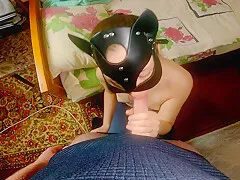 Step Sister Gives Step brother A Blowjob! Filled Her Mouth With Cum!