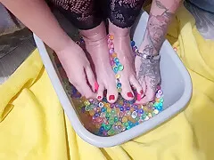 Pinky Pussy Rubs Her Feet Over Some Balls...but Not The Ones You Think