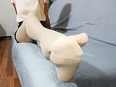 Sexy Nylon Feet And Soles Tease, Cumshot All Over My Nylon Soles Boys!