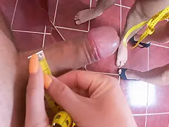 2 Fingers Handjob Near The Mirror. With Massive Cumshot. Dick Measuring 7 Min