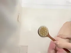 Light Bath Brush Spanking On Sore Bottom